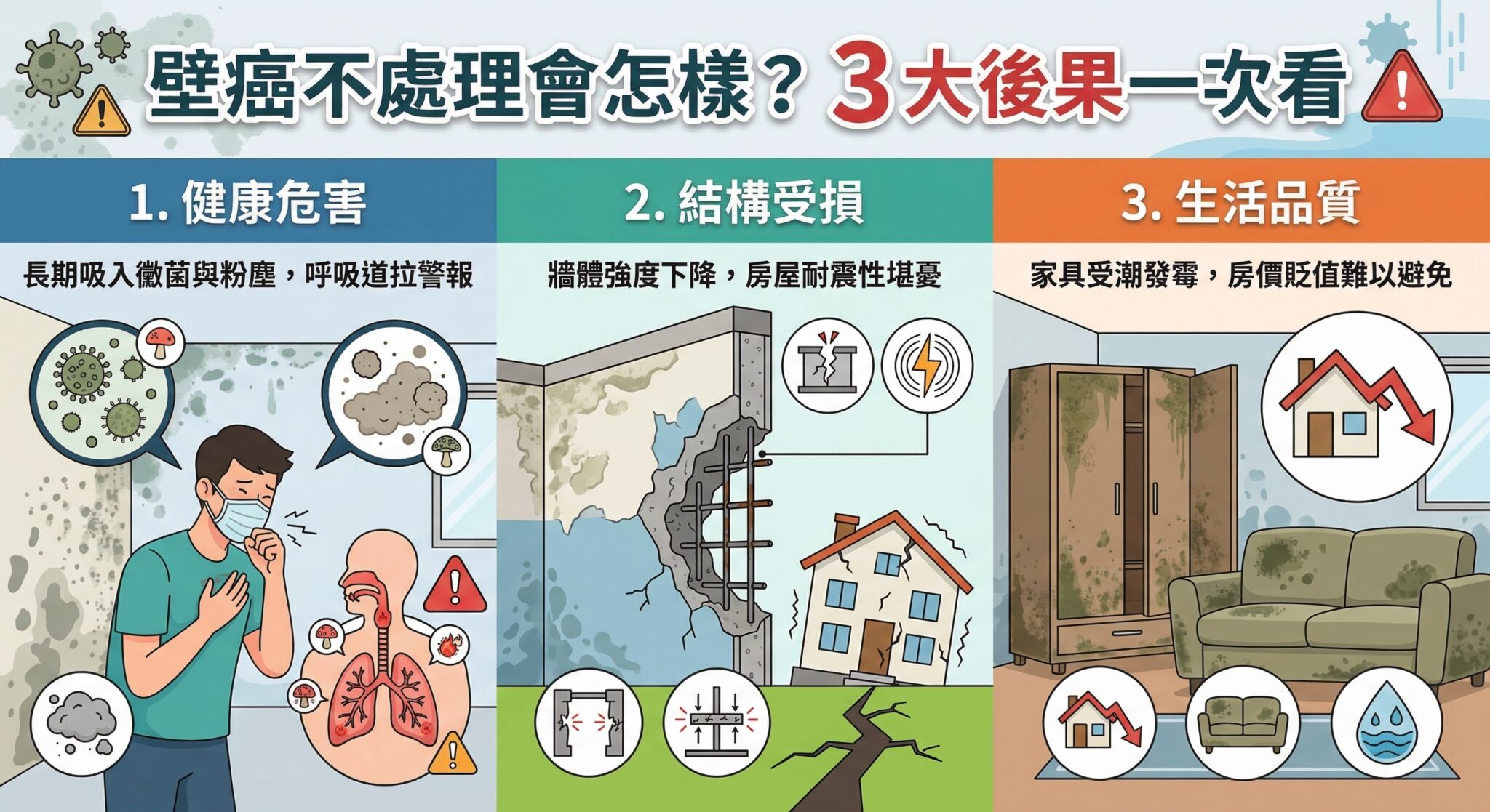 壁癌不處理會怎樣?專家告訴你壁癌隱藏危機,以及預防處理方法 - Zuyou